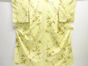 楓に梅・笹模様単衣小紋着物